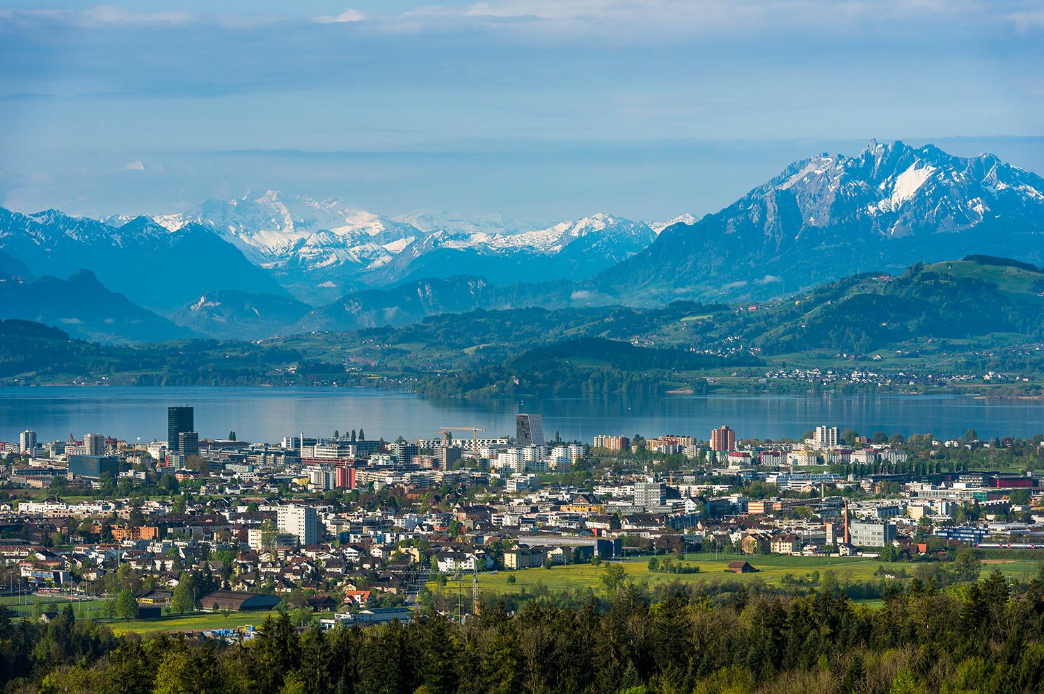 Kanton Zug, Switzerland — view towards the city of Zug